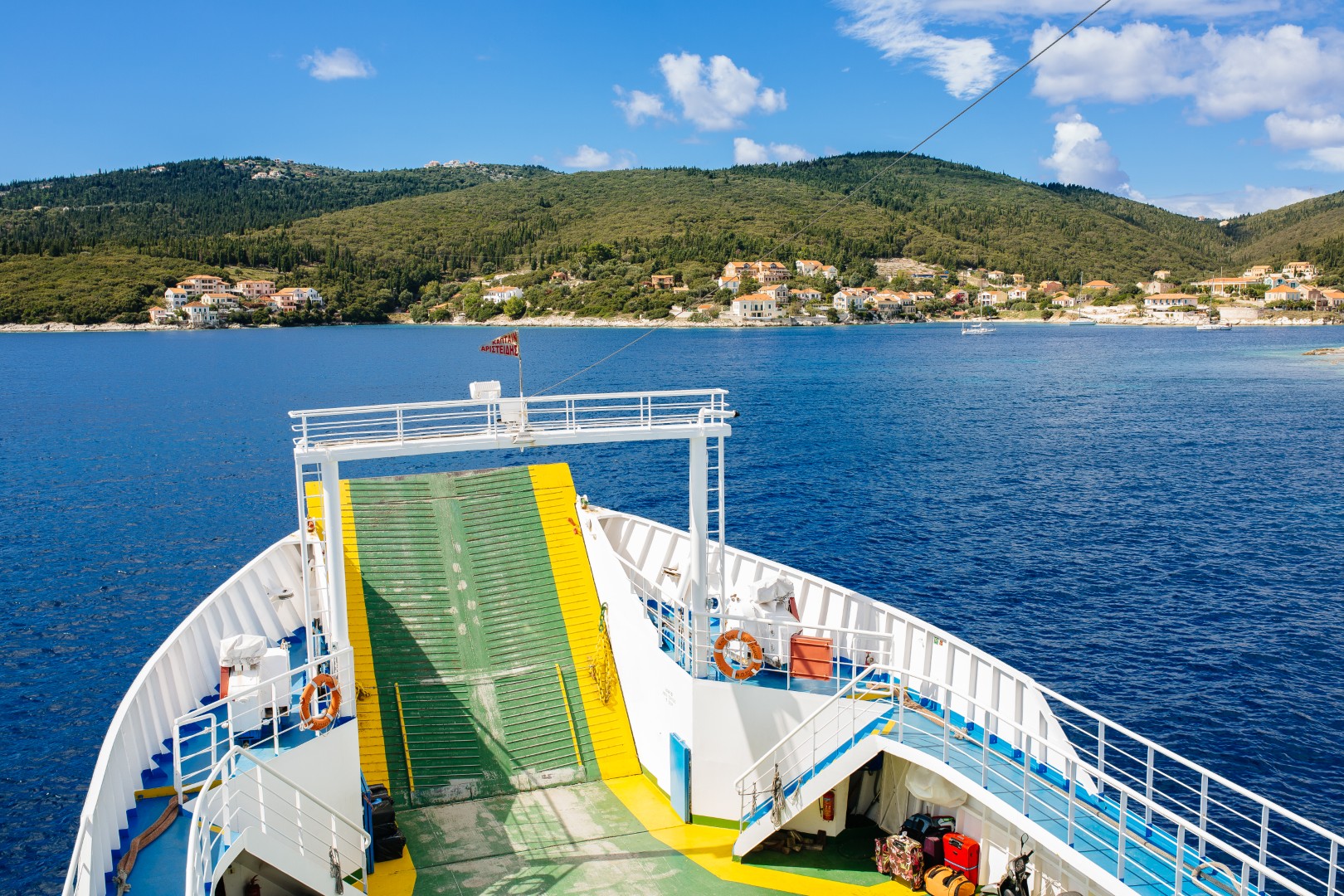 Island of Greece with port and boats on the island of Kefalonia